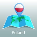 Poland flag world map in pin with name of country Royalty Free Stock Photo