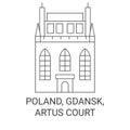 Poland, Gdansk, Artus Court travel landmark vector illustration