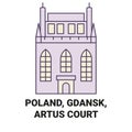 Poland, Gdansk, Artus Court travel landmark vector illustration