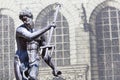 Poland - Gdansk city (also know nas Danzig) in Pomerania region. Famous Neptune fountain at Dlugi Targ square.