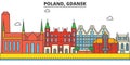 Poland, Gdansk. City skyline architecture . Editable Royalty Free Stock Photo