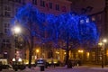 POLAND, GDANSK - DECEMBER 30, 2014: Trees in the festive decorations on Long Market Dlugi Targ street before Christmas.