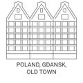 Poland, Gdansk, Old Town travel landmark vector illustration