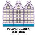 Poland, Gdansk, Old Town travel landmark vector illustration