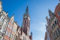 Poland Gdansk, street view of the old town hall in the old town in the center