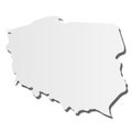 Poland - grey 3d-like silhouette map of country area with dropped shadow. Simple flat vector illustration