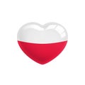 Poland Heart Symbol. Poland Flag Icon in the Shape of Heart. Abstract Patriotic Polish Flag with Love symbol. Conceptual symbol