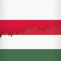 Poland and Hungary national flags separated by a line chart.