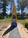 Poland, Ilawa. Roadside shrine made with kayak