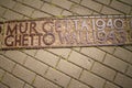 Poland, Inscription on the ground in the city of Warsaw to indicate where the wall around the Ghetto was located