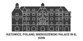 Poland, Katowice, Mieroszewski Palace In B, Dzin travel landmark vector illustration