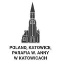 Poland, Katowice, Parafia W. Anny W Katowicach travel landmark vector illustration