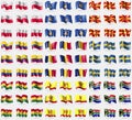 Poland, Kosovo, Republic of Macedonia, Colombia, Chad, Sweden, Ghana, Chuvashia, South Africa. Big set of 81 flags. Royalty Free Stock Photo