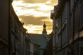 Poland, Krakow August 2, 2023. Street of the old town at sunset