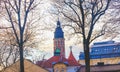 Poland, Krakow, autumn, cityscape, roofs of houses, the dome of the Catholic Church