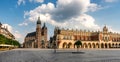 eastern european cobbled square in Krakow, Poland