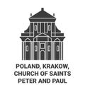 Poland, Krakow, Church Of Saints Peter And Paul travel landmark vector illustration