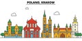 Poland, Krakow. City skyline architecture . Editable