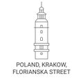 Poland, Krakow, Florianska Street travel landmark vector illustration