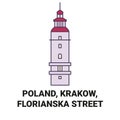 Poland, Krakow, Florianska Street travel landmark vector illustration