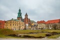 Poland. Krakow. Houses and street of the city of Krakow. February 21, 2018