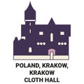 Poland, Krakow, Krakow Cloth Hall travel landmark vector illustration