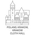 Poland, Krakow, Krakow Cloth Hall travel landmark vector illustration