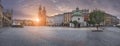 Poland, Krakow - MAY 6: Panorama Market Square at sunrise on May 6, 2015 in Krakow, Poland