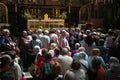 POLAND, KRAKOW - MAY 27, 2016: Tourists in anticipation of the opening of the main altar of the St Mary's church in Krakow. Royalty Free Stock Photo