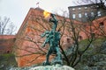 Poland. Sculpture Wawel Dragon in Krakow. February 21, 2018