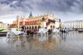 Old carriages in modern Krakow