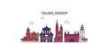 Poland, Krakow tourism landmarks, vector city travel illustration