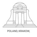 Poland, Krakow, travel landmark vector illustration