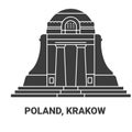 Poland, Krakow, travel landmark vector illustration