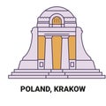 Poland, Krakow, travel landmark vector illustration