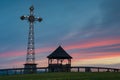 Poland, Litwinka, Czarna Gora. View point and millenium cross before sunrise Royalty Free Stock Photo