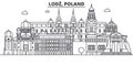 Poland, Lodz architecture line skyline illustration. Linear vector cityscape with famous landmarks, city sights, design