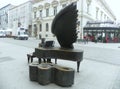 Poland, Lodz, Piotrkowska 78, monument to Polish pianist Arthur Rubinstein