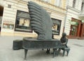 Poland, Lodz, Piotrkowska 78, monument to Polish pianist Arthur Rubinstein