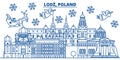 Poland, Lodz winter city skyline. Merry Christmas, Happy