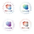 Poland low poly sunburst set.