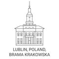 Poland, Lublin, Brama Krakowska travel landmark vector illustration