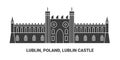 Poland, Lublin, Lublin Castle, travel landmark vector illustration