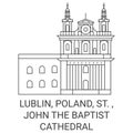 Poland, Lublin, St. , John The Baptist Cathedral travel landmark vector illustration