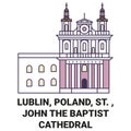 Poland, Lublin, St. , John The Baptist Cathedral travel landmark vector illustration