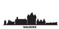 Poland, Malbork city skyline isolated vector illustration. Poland, Malbork travel black cityscape