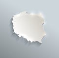 Poland map blue white card paper 3D