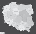 Poland administrative map Royalty Free Stock Photo