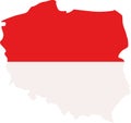 Poland map with flag
