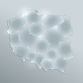 Poland map separates regions and names individual regions, design glass card 3D blank